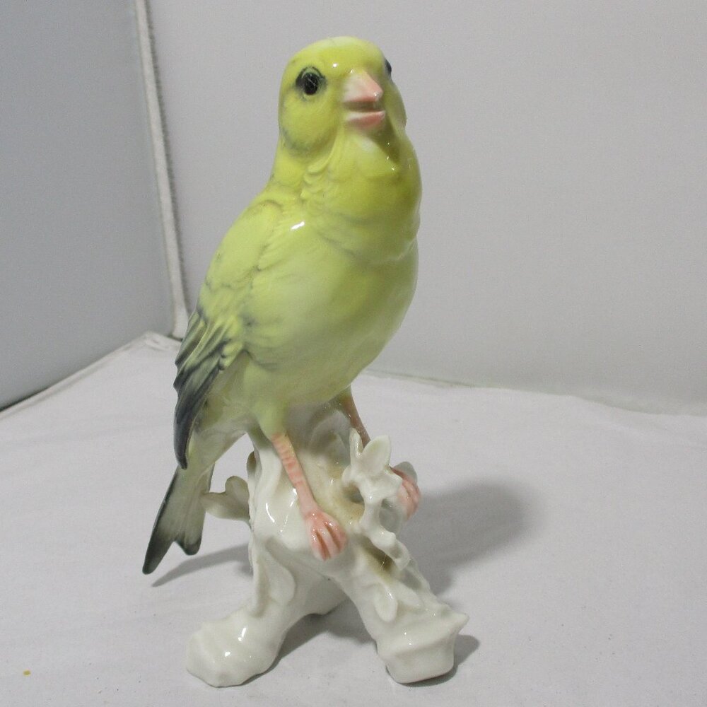 Vintage Antique Karl Ens Porcelain Thuringia Yellow Canary Bird Figure Figurine